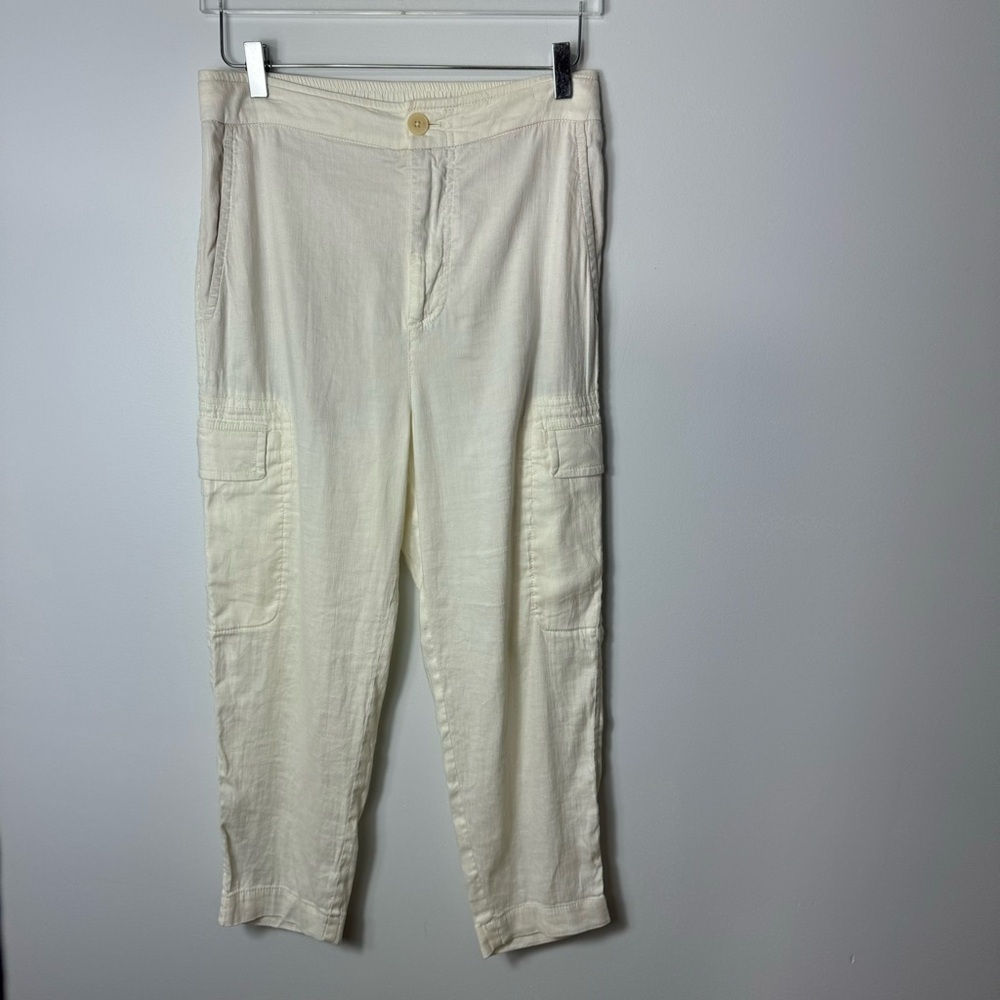 Vince. white linen blend cargo jogger pants size Medium 1889